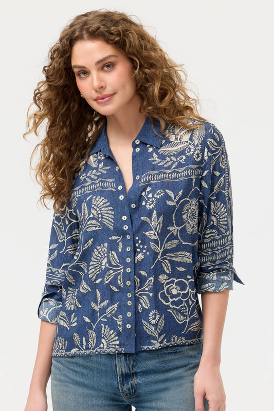 Johnny Was Button Detail Shirt-Vaelis