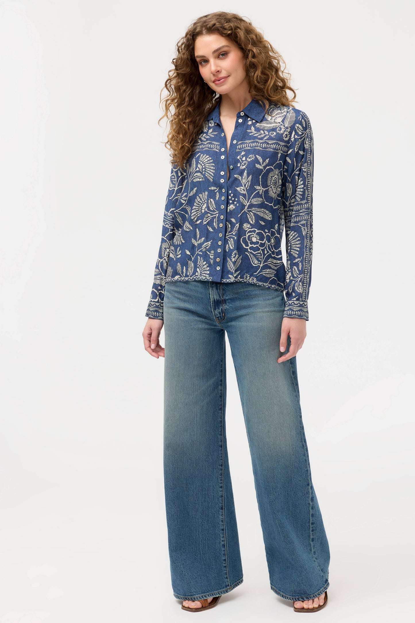 Johnny Was Button Detail Shirt-Vaelis