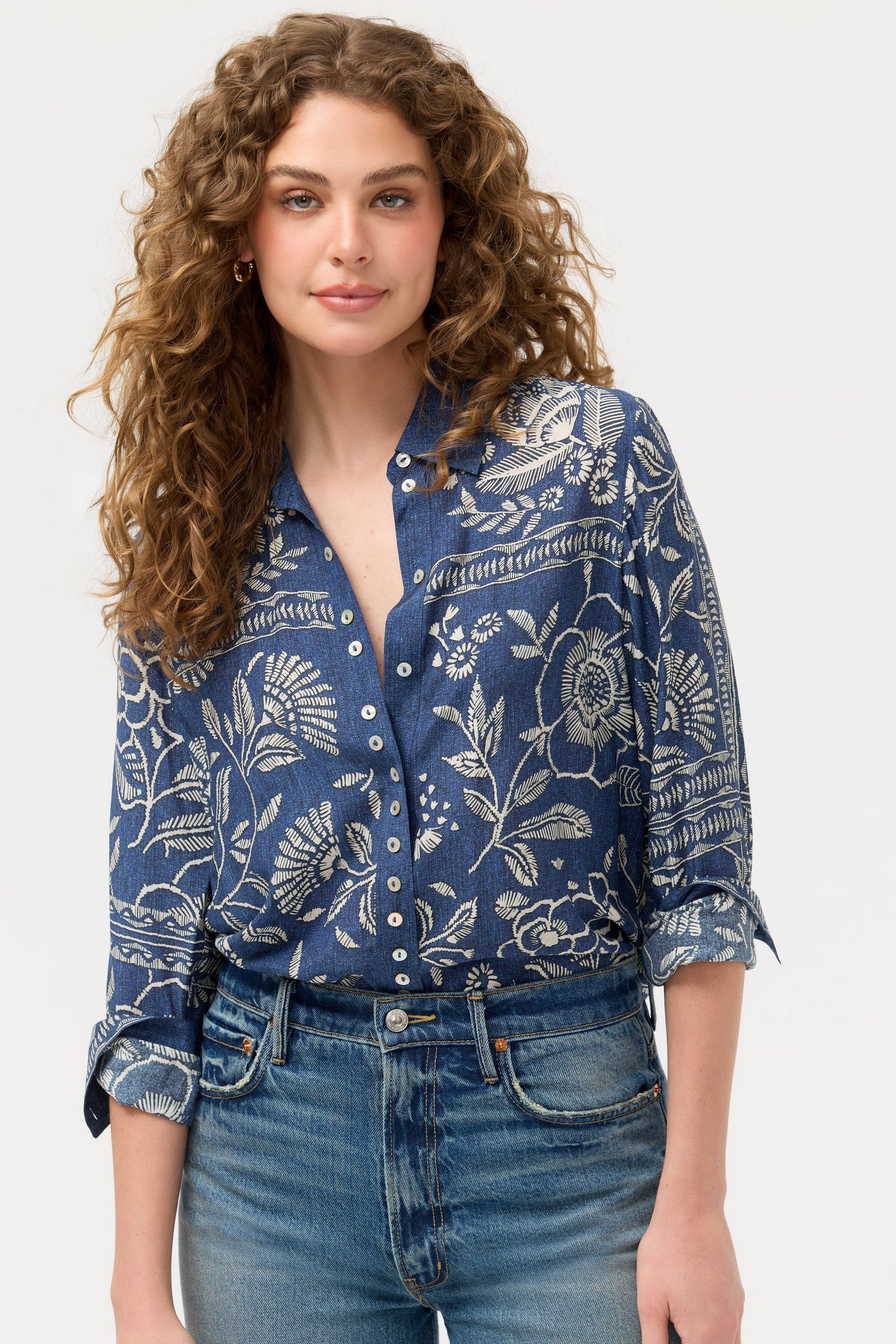 Johnny Was Button Detail Shirt-Vaelis