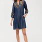 Johnny Was Durago Ruffle Field Dress- Denim Blue