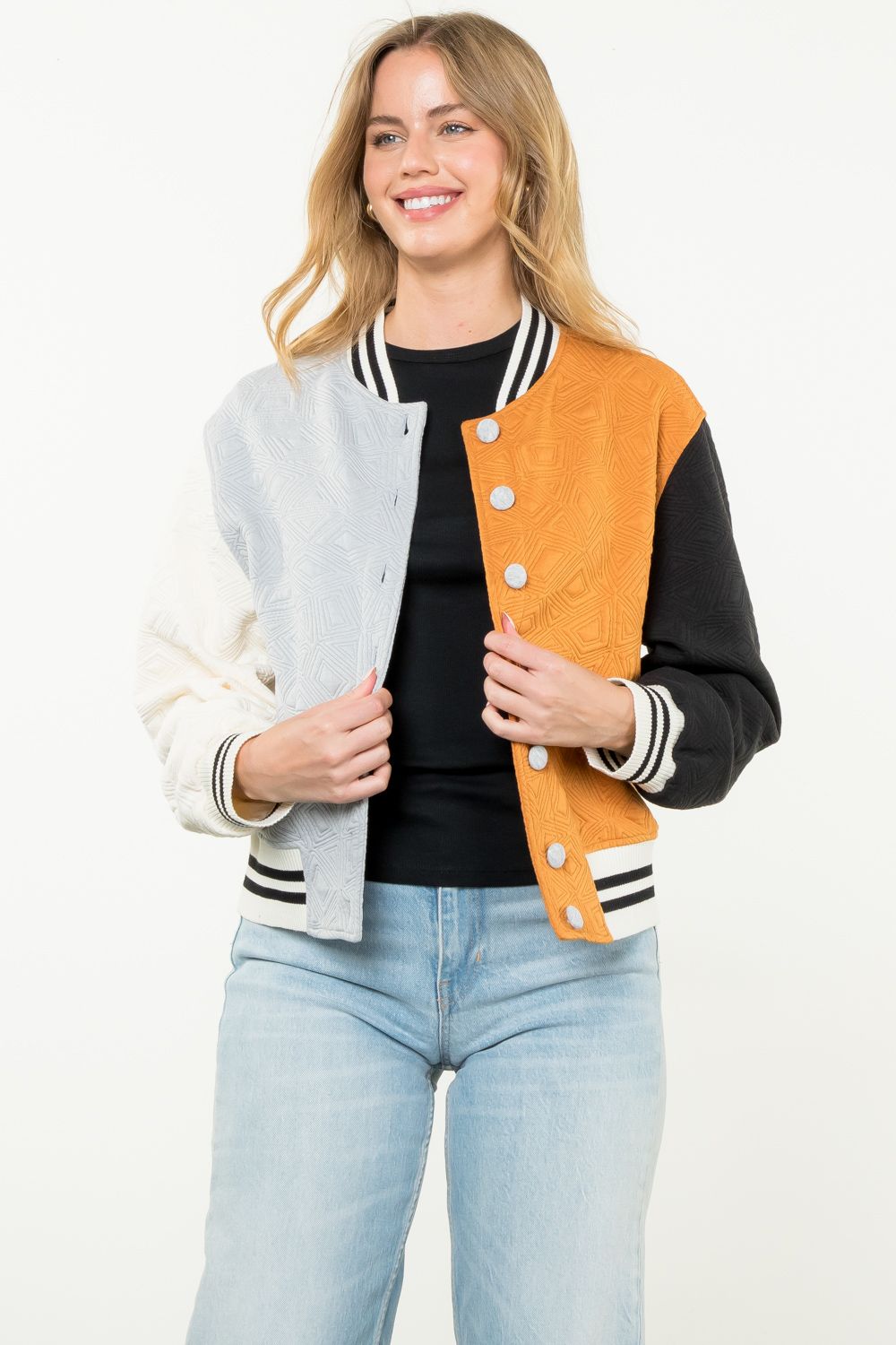 THML "Portland" Colorblock Knit Jacket-Neutral