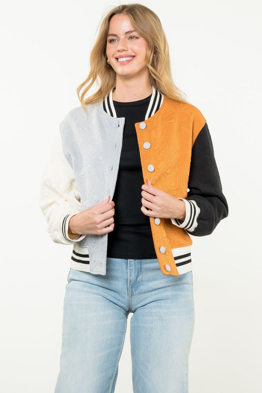 THML "Portland" Colorblock Knit Jacket-Neutral