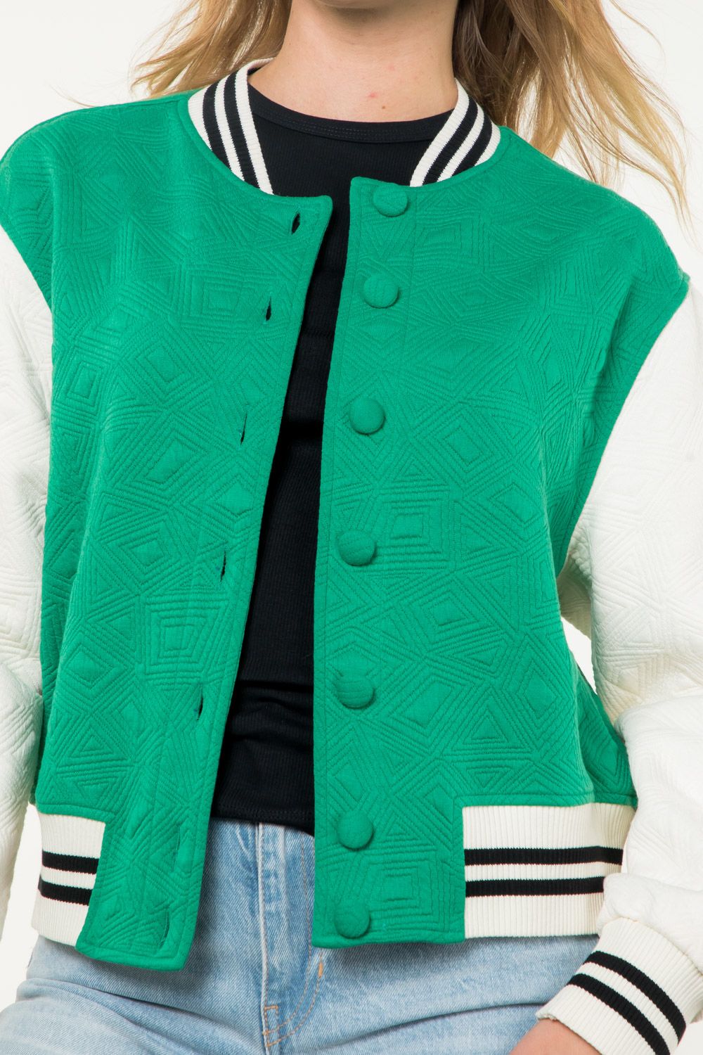 THML "Portland" Colorblock Knit Jacket-Green