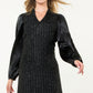 THML "Aria" Mixed Media Tweed Dress-Black