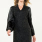 THML "Aria" Mixed Media Tweed Dress-Black