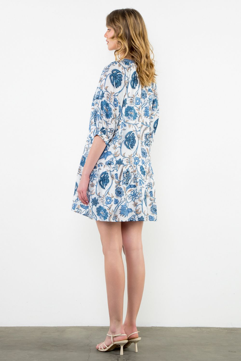 THML “Monica” Floral Print Dress - Blue