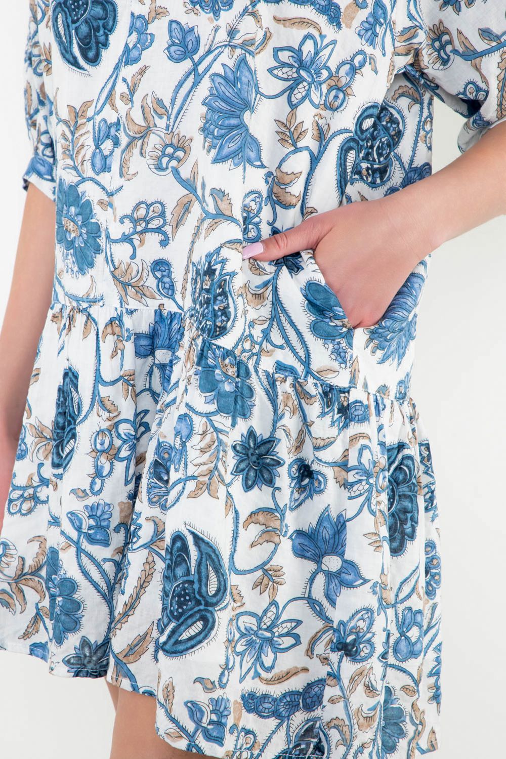 THML “Monica” Floral Print Dress - Blue