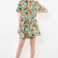 THML "Barb" Button Up Floral Dress-Green