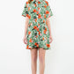 THML "Barb" Button Up Floral Dress-Green