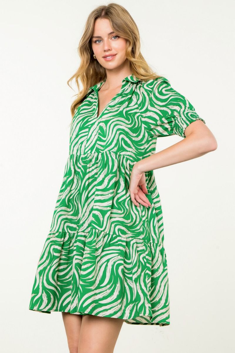 THML “Lexi” Print Dress - Green