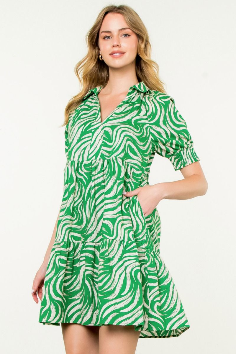 THML “Lexi” Print Dress - Green