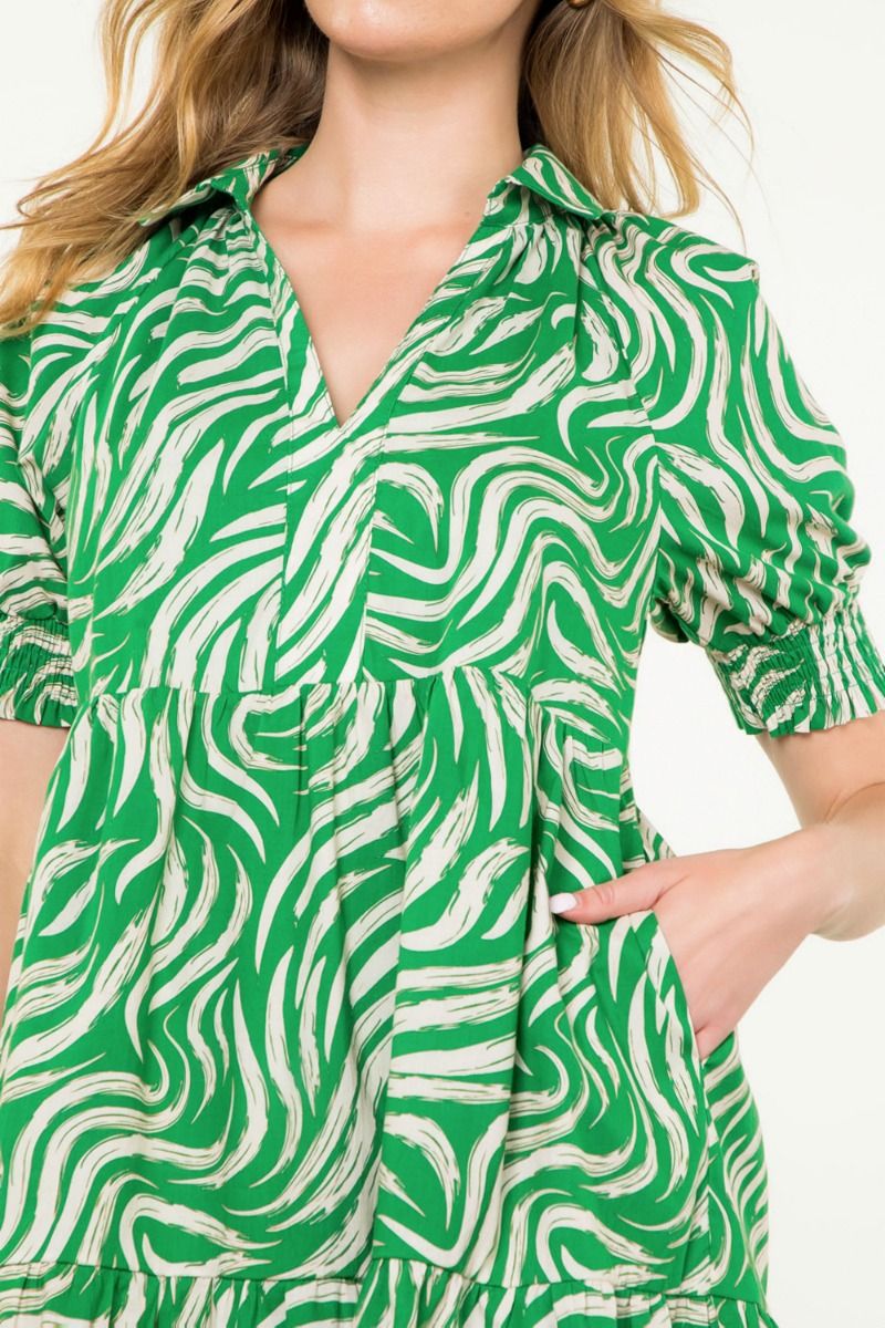 THML “Lexi” Print Dress - Green