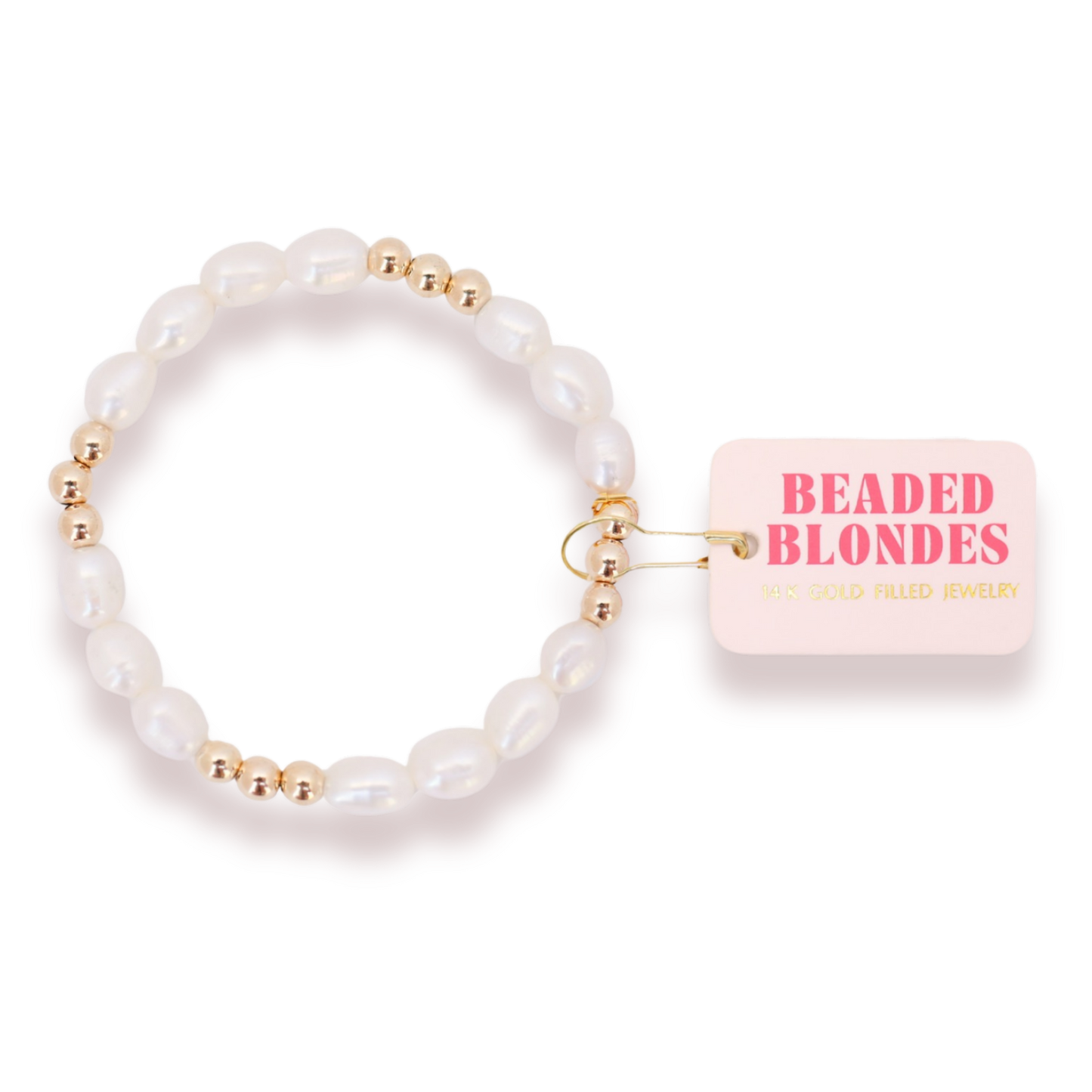 Beaded Blondes "Willow" Pearl  Gold Bracelet -Standard 6.75"