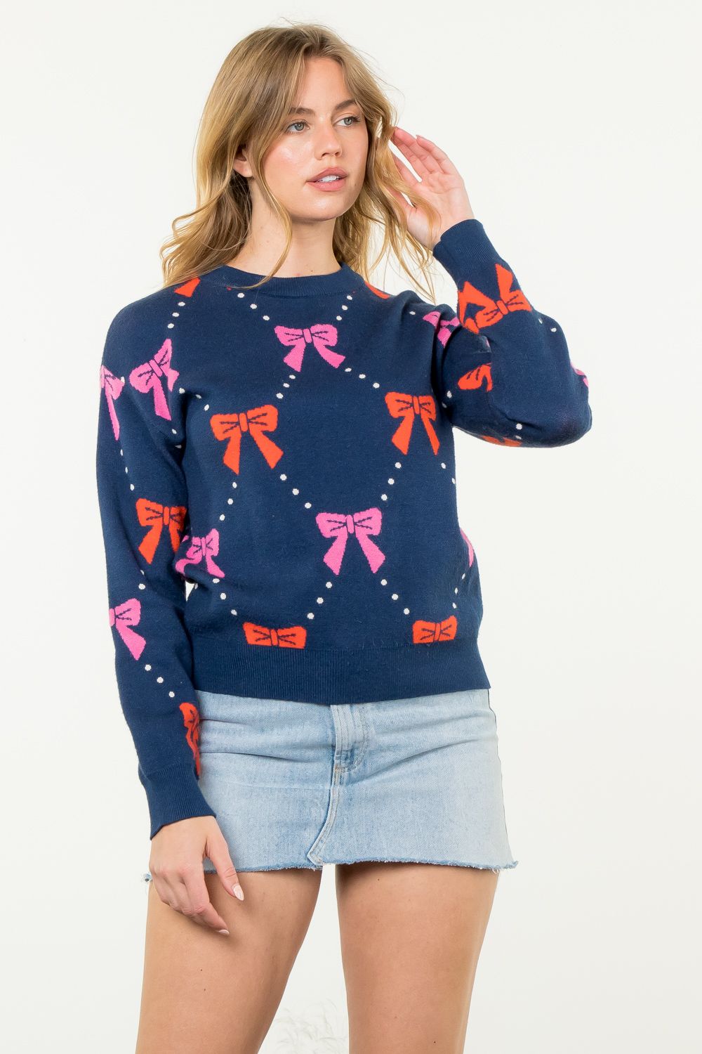 THML “Carys” Bow Sweater - Navy