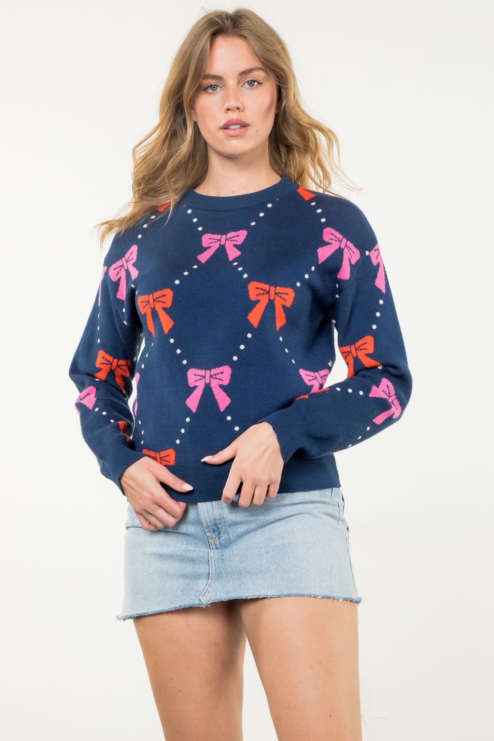 THML “Carys” Bow Sweater - Navy