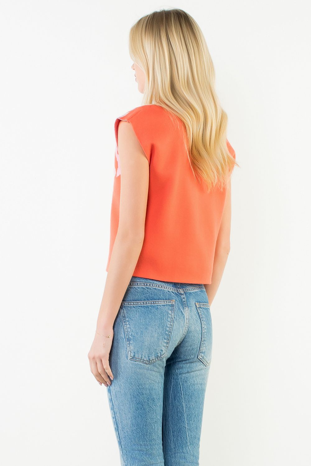 THML "Veronica" Sleeveless Patterned Knit Top-Orange