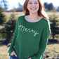 Wooden Ships “Merry” Embroidered Crew Cotton Sweater - Pine