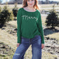 Wooden Ships “Merry” Embroidered Crew Cotton Sweater - Pine