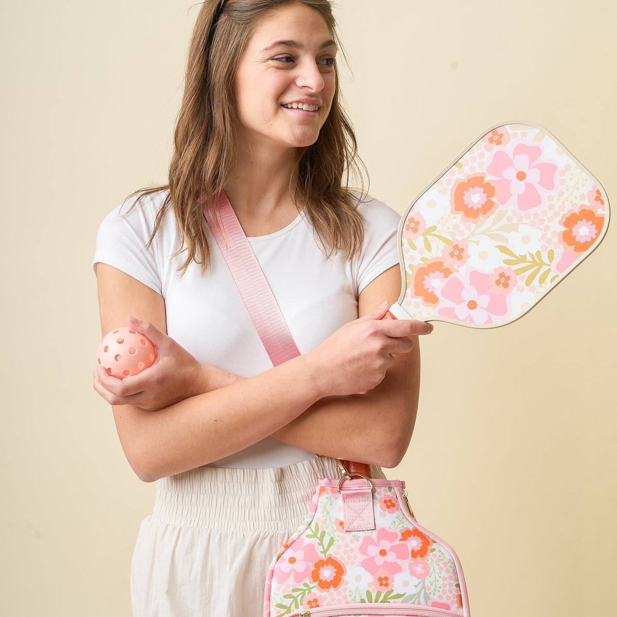 The Darling Effect Pickleball Paddle Case-Beyond Blooms Pink/Orange