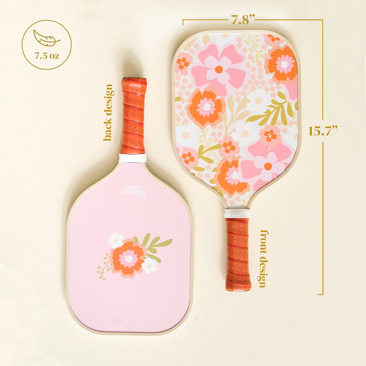 The Darling Effect Pickleball Paddle- Beyond Blooms Pink/Orange