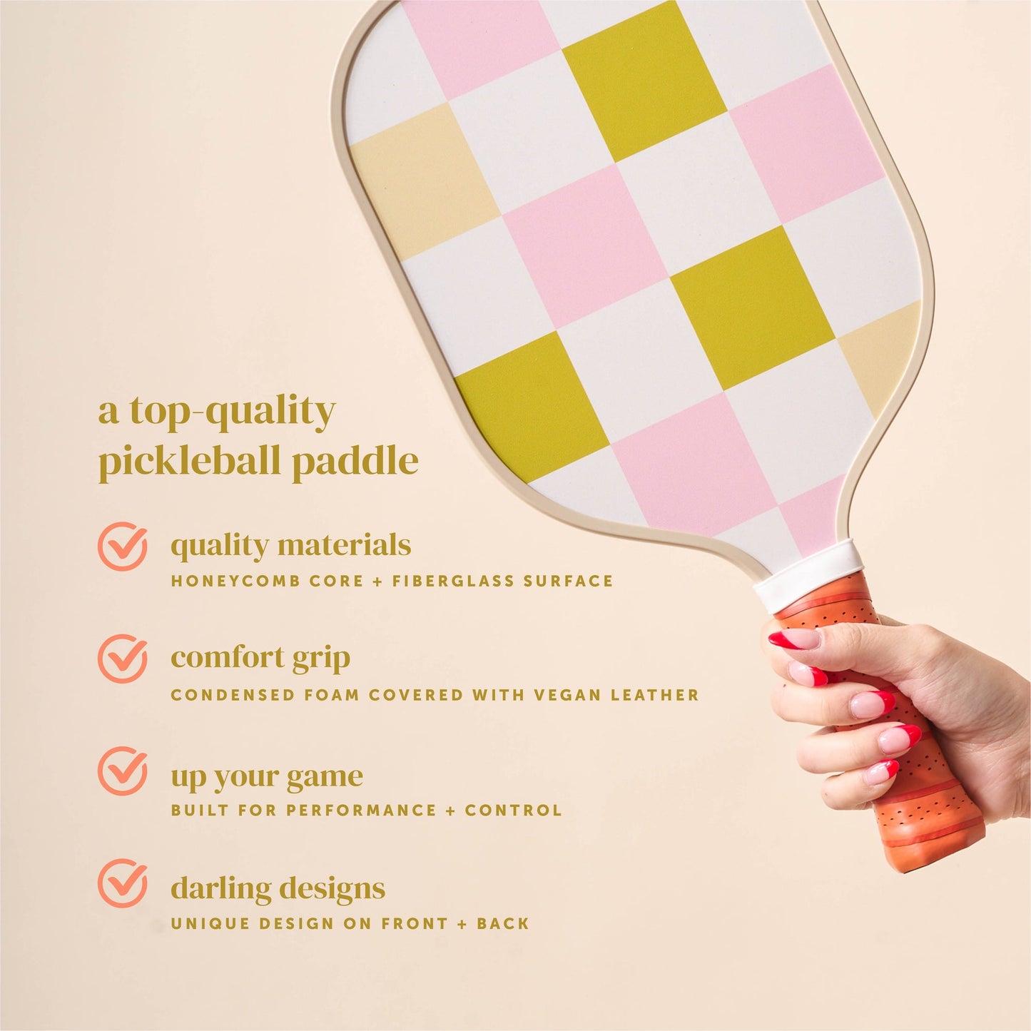 The Darling Effect Pickleball Paddle- Green Checkers
