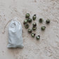 Embossed Recycled Mercury Glass Ornaments in Muslin Bag, Set of 36 Green Finish