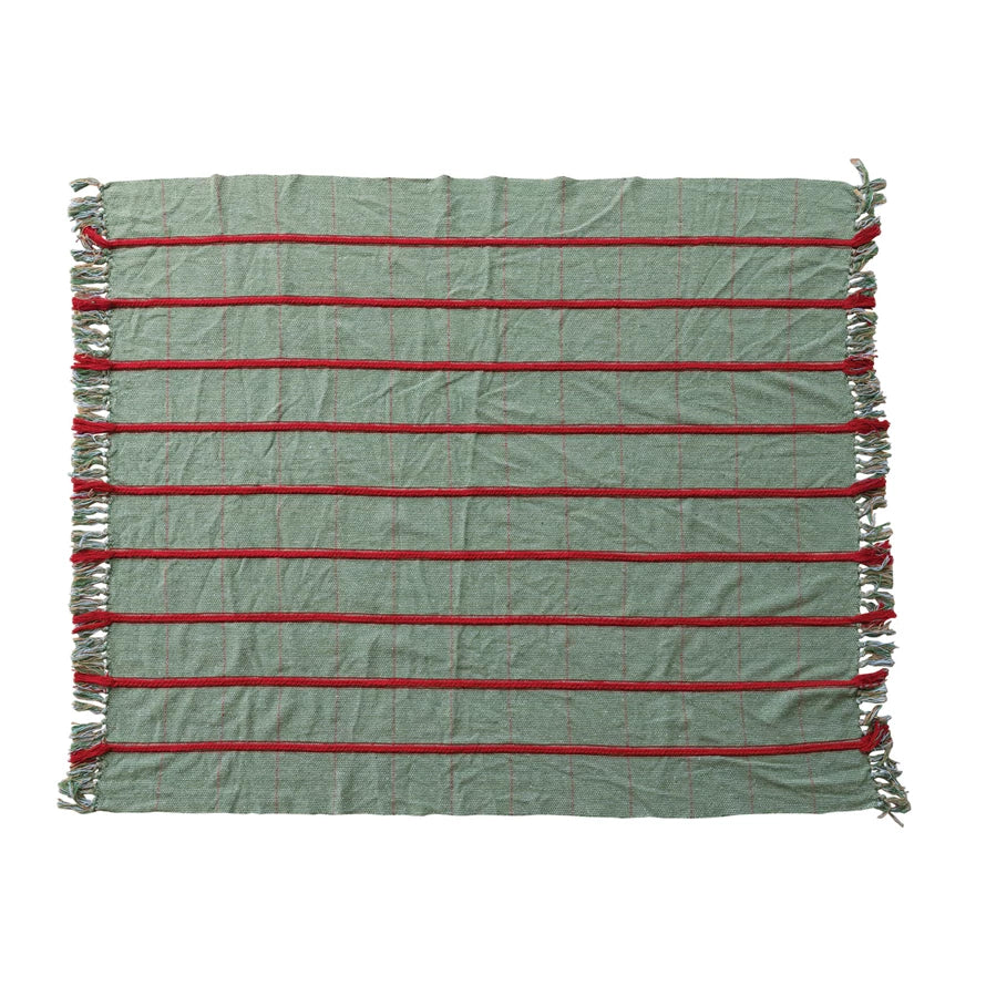 Woven Recycled Blend  Throw -Green