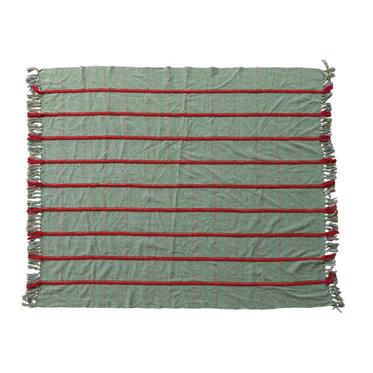 Woven Recycled Blend  Throw -Green