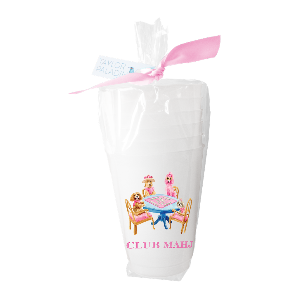 Taylor Paladino “Club Mahj” Frosted Cups - Set of 6