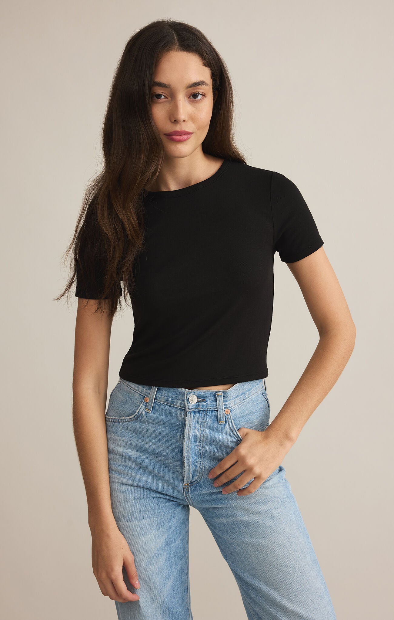 Z Supply Second Skin Crew Top-Black