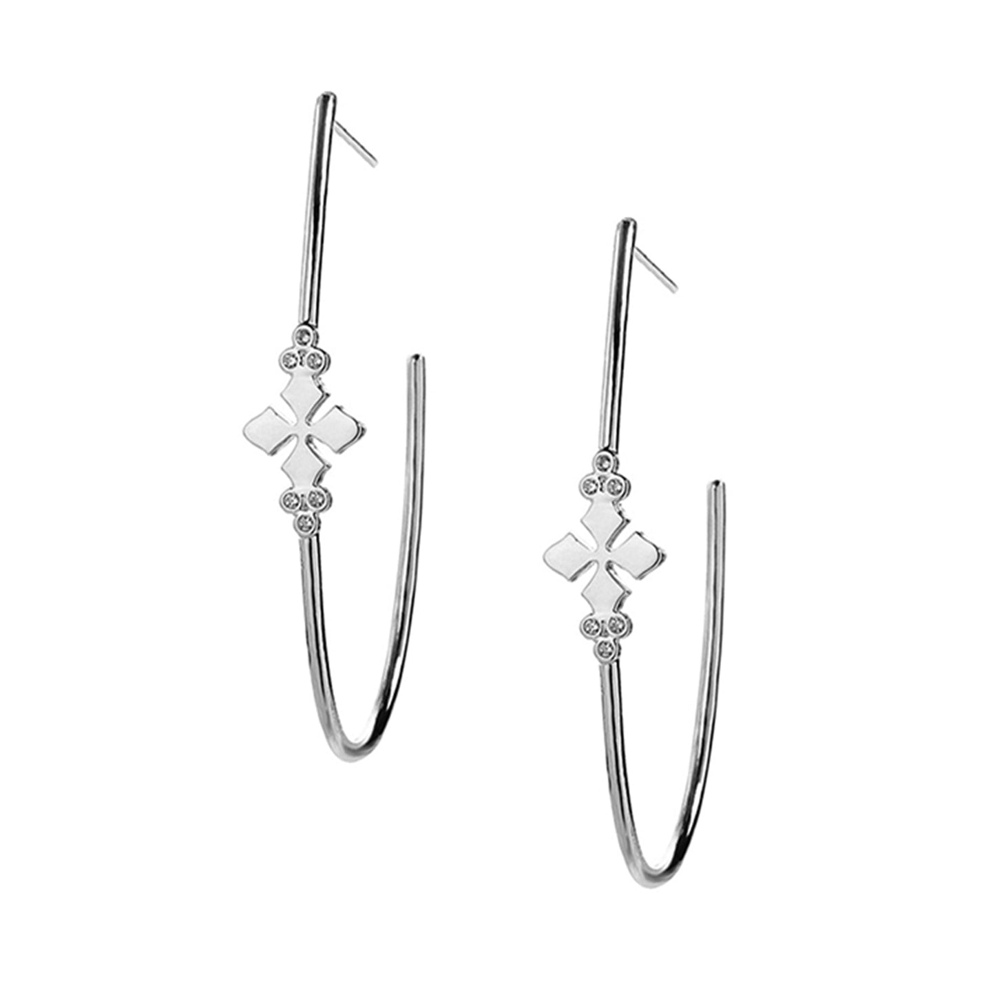 Natalie Wood Designs "Believer" Cross Hoop Earrings - Silver