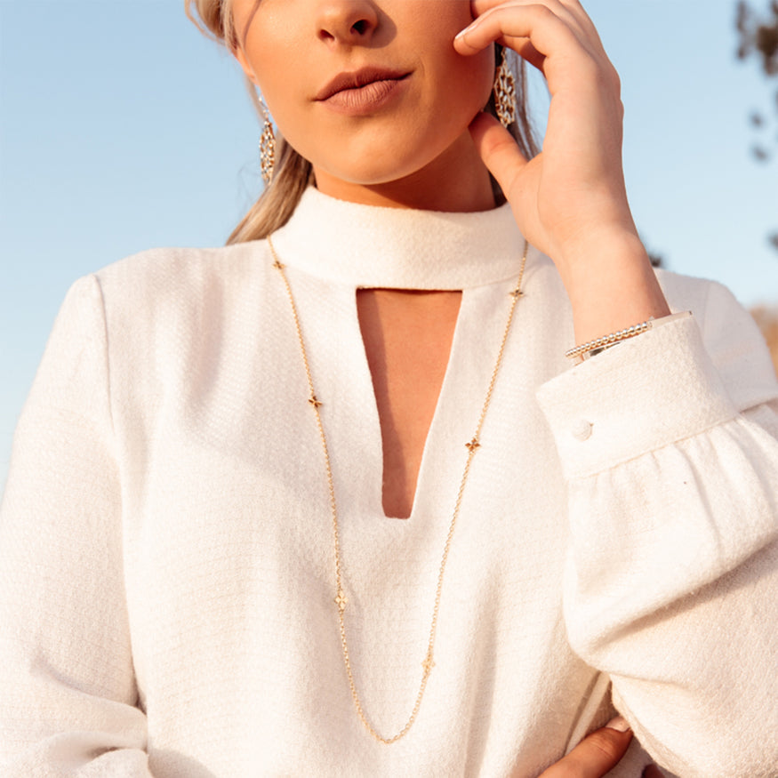 Natalie Wood Designs "Believer" Cross Station Necklace-Gold