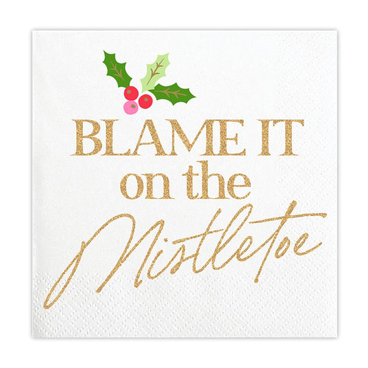 Slant "Blame It on the Mistletoe" Beverage Napkins