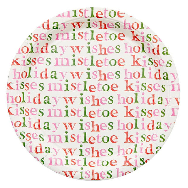 Slant "Mistletoe Kisses" Paper Plates-12ct