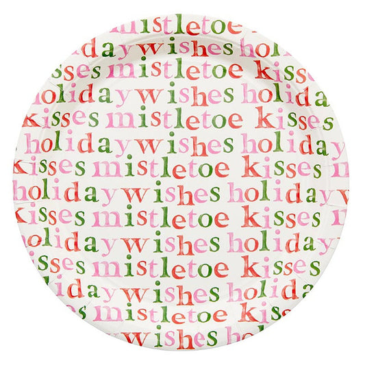 Slant "Mistletoe Kisses" Paper Plates-12ct