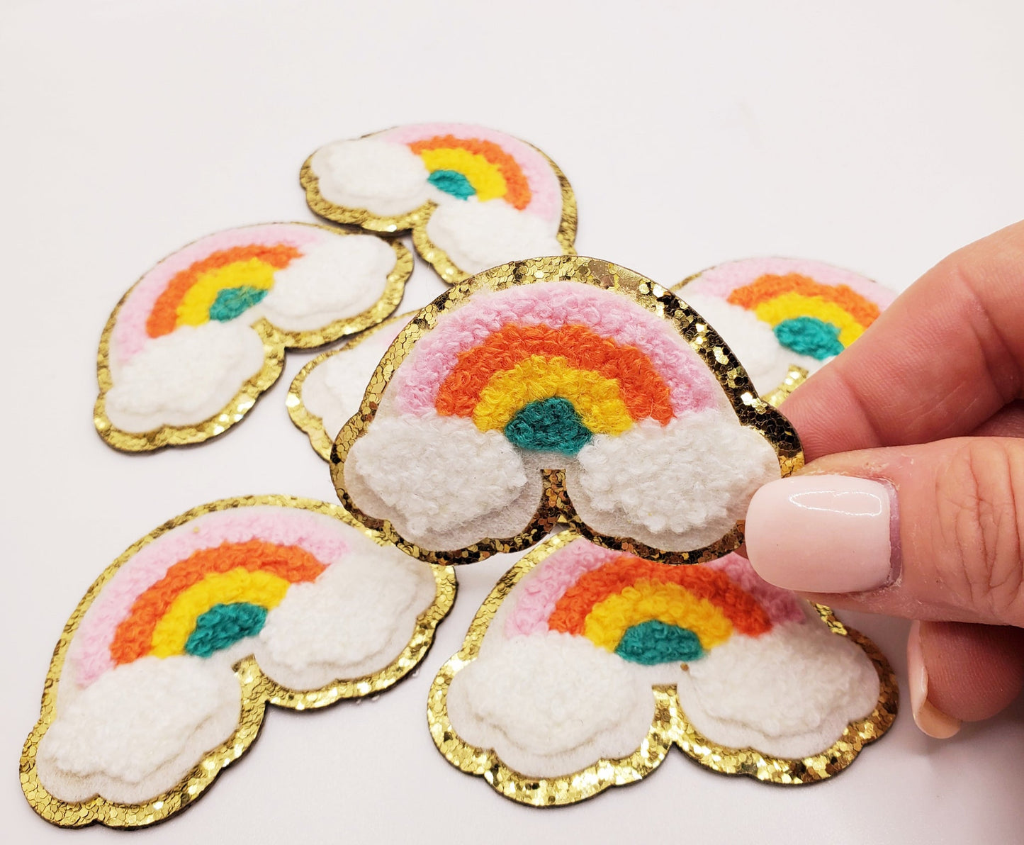Chenille Rainbow With Cloud Patch