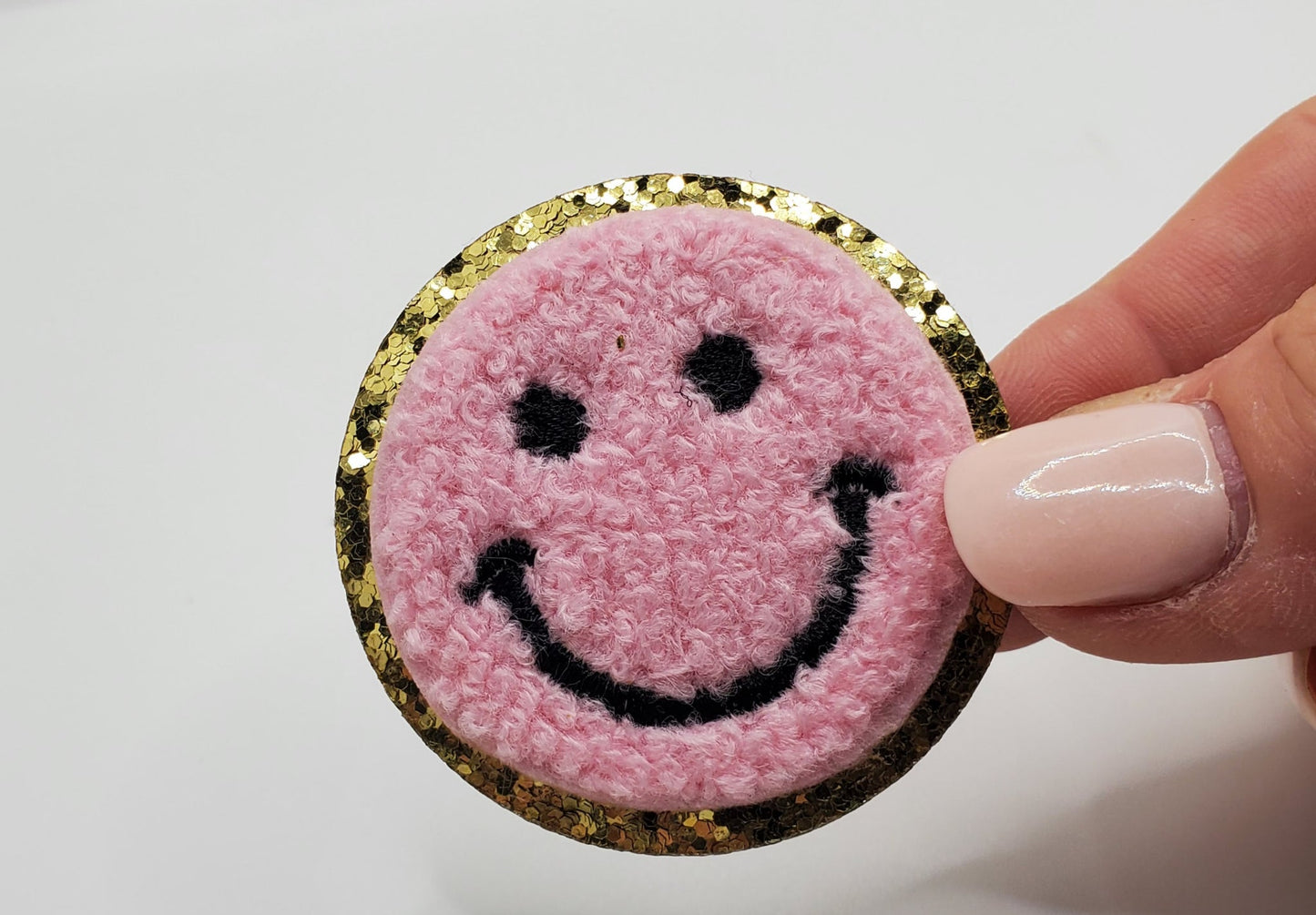 Chenille Smilie Face Patch - Available in 3 Colors