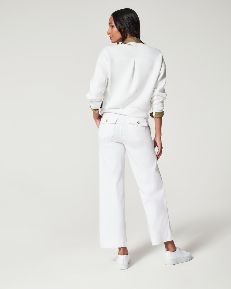 Spanx Stretch Twill Cropped Wide Leg Pant-Bright White