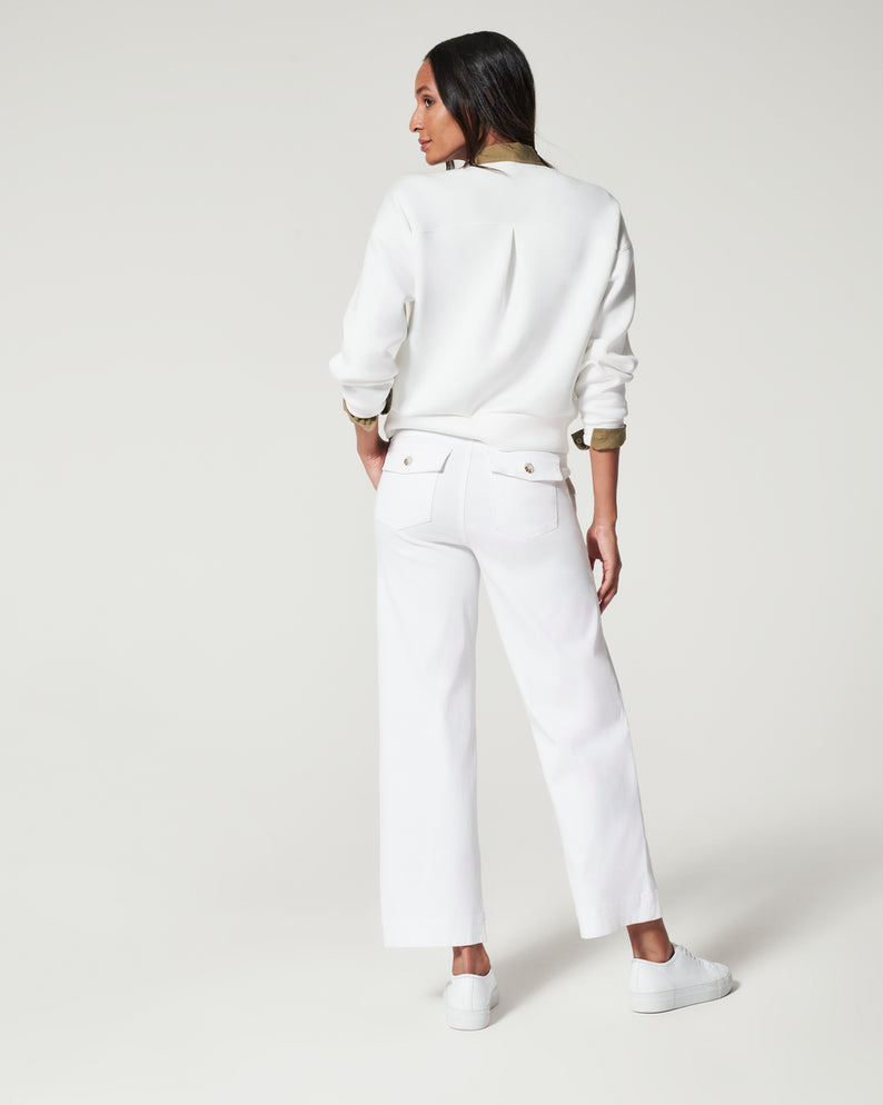 Spanx Stretch Twill Cropped Wide Leg Pant-Bright White – Adelaide's Boutique