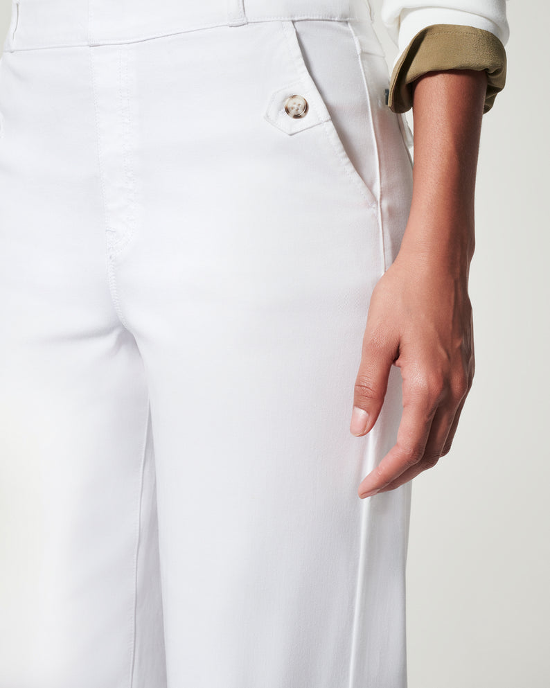 Spanx® STRETCH TWILL CROPPED WIDE LEG PANT IN BRIGHT WHITE – Love
