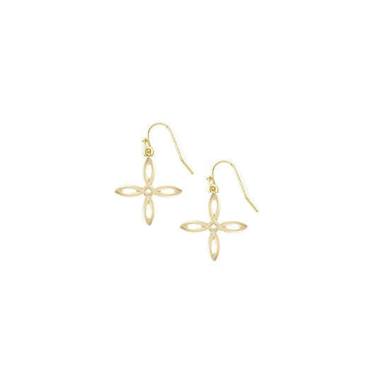 Natalie Wood Designs "She's Classic" Mini Cross Drop Earrings-Gold