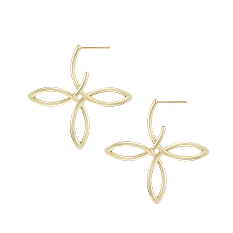 Natalie Wood Designs “She's Classic" Cross Hoop-Gold