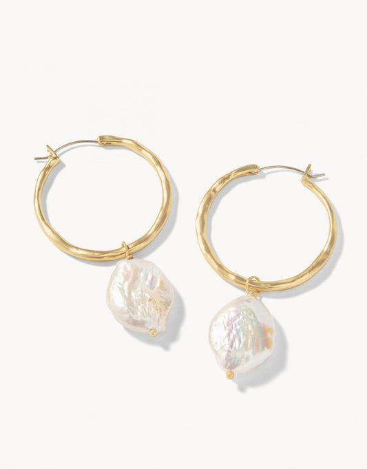 Spartina 449 Pearl Drop Hoop Earrings