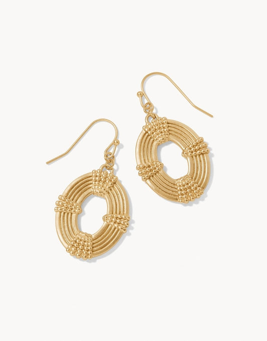 Spartina 449 Oval Medallian Earrings-Gold