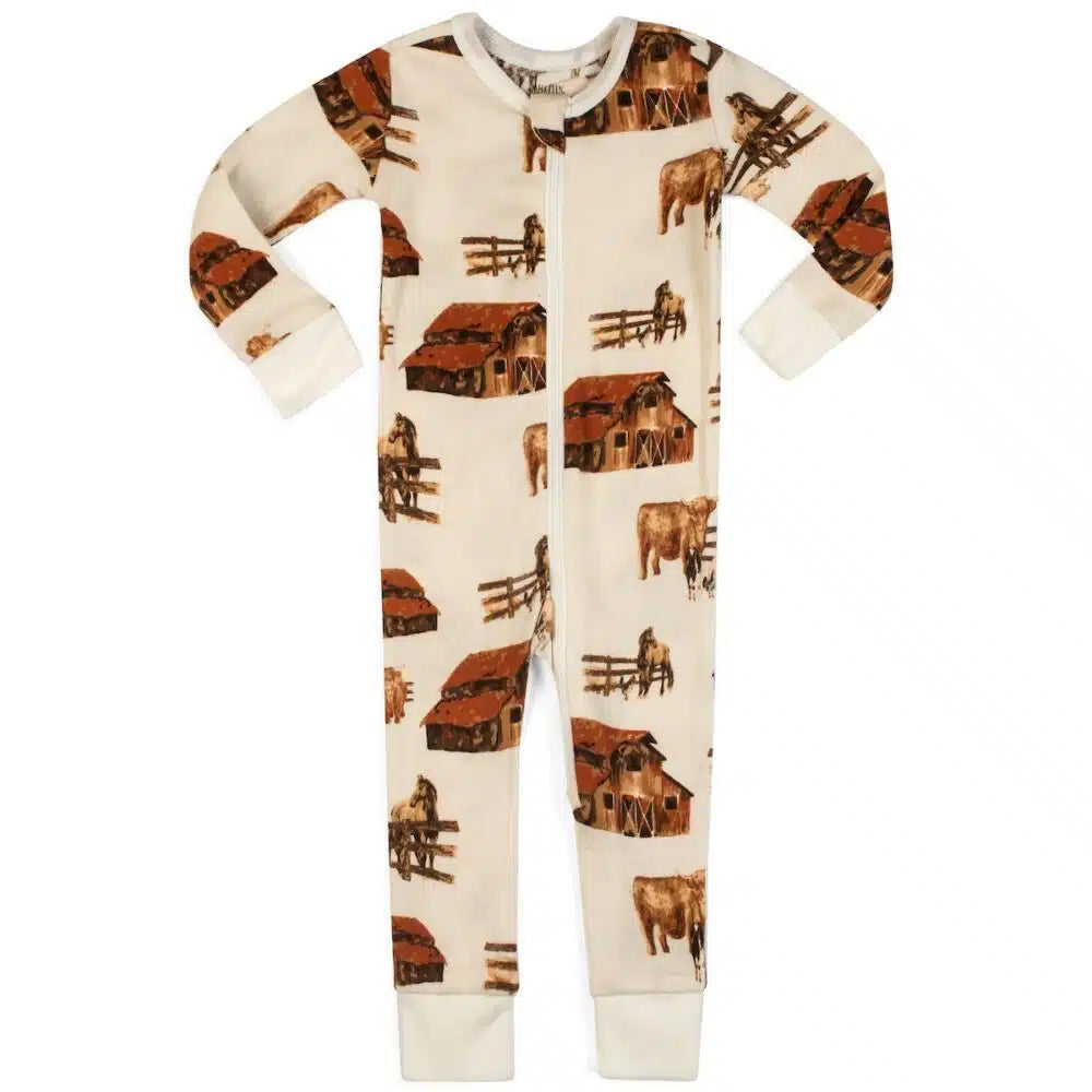 Milkbarn Kids "Homestead" Organic Cotton Zipper Pajama