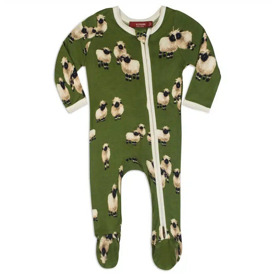 Milkbarn Kids "Valais Sheep" Bamboo Zipper Footed Romper