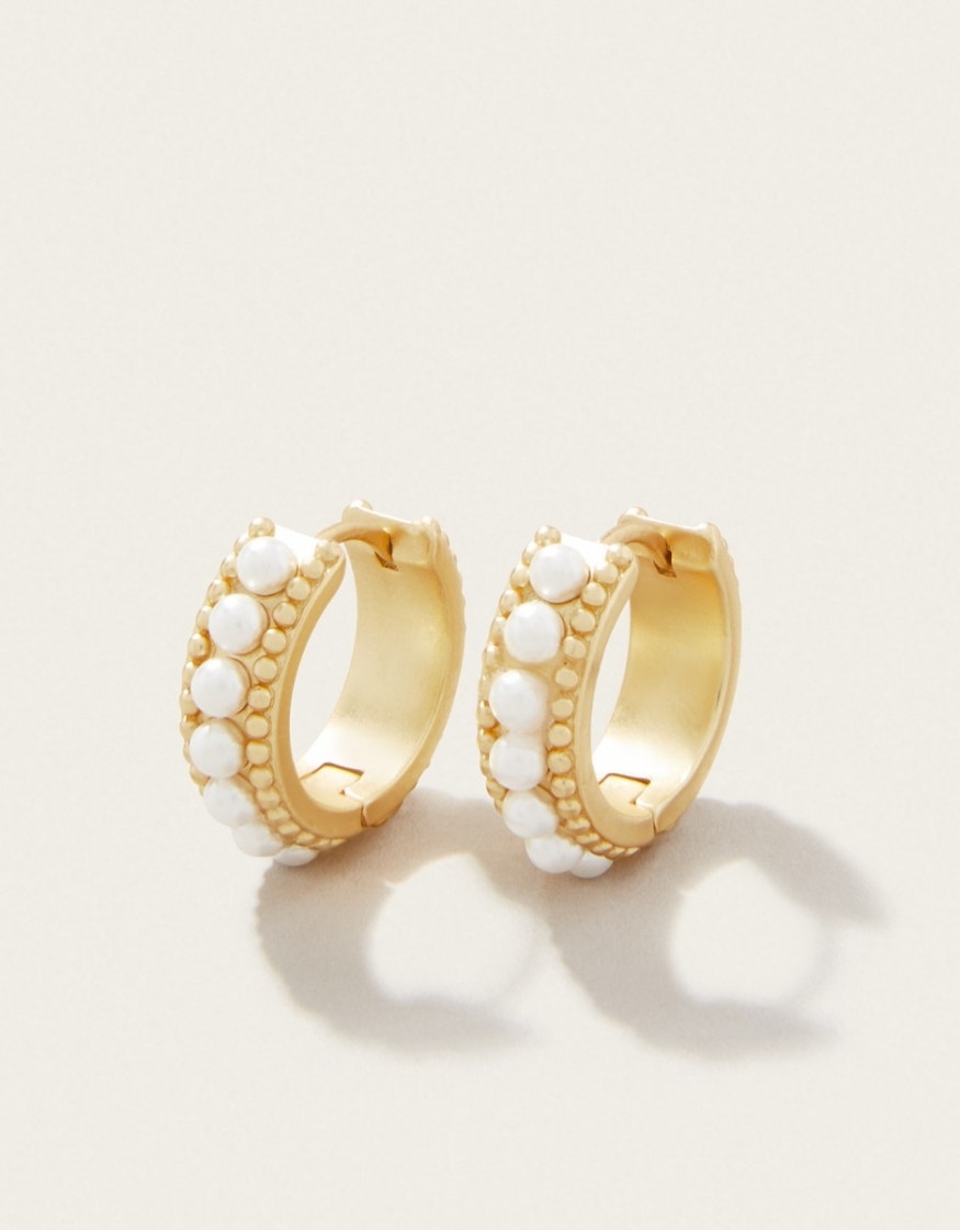 Spartina 449 Midi Hoop Earrings-Pearl