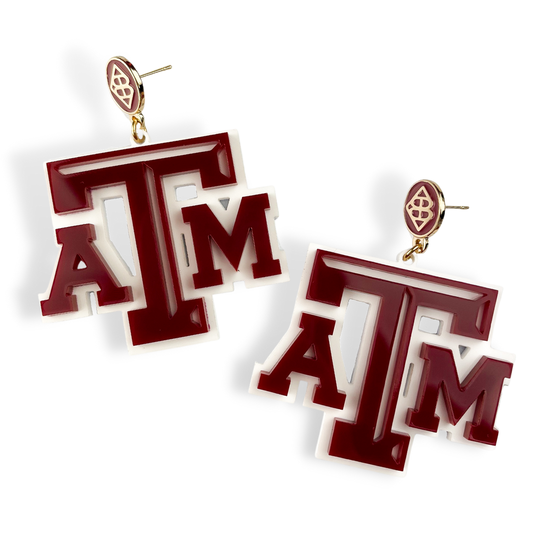 Brianna Cannon “Texas A&M” Maroon & White Logo Earrings