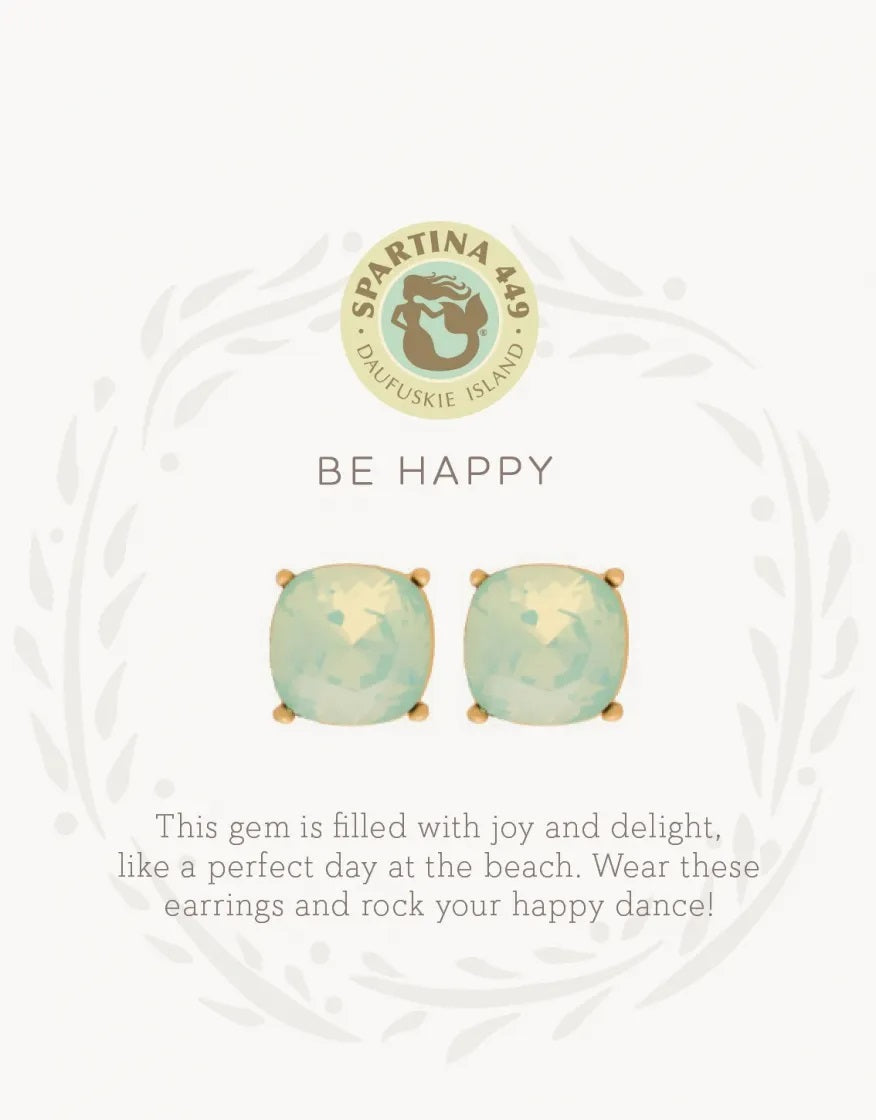 Spartina 449  Sea La Vie Sea Glass Stud Earrings- Be Happy/Sea Green-Gold