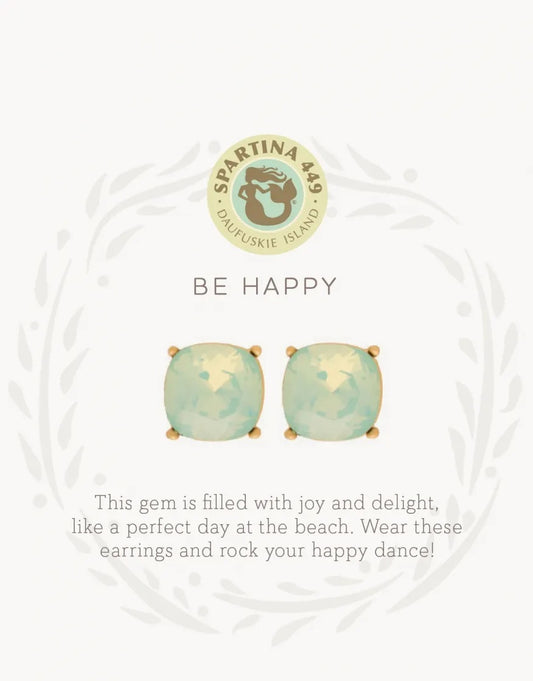 Spartina 449  Sea La Vie Sea Glass Stud Earrings- Be Happy/Sea Green-Gold